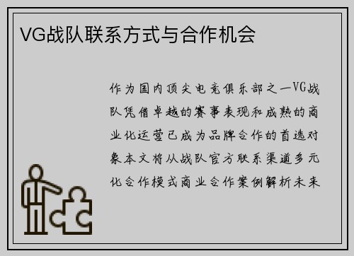 VG战队联系方式与合作机会